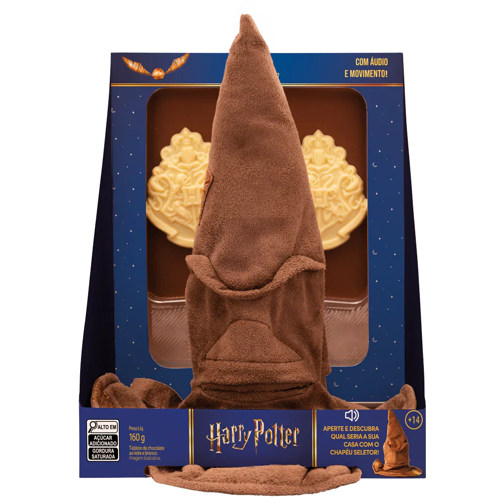 Tablete ao Leite Pelúcia Chapéu Seletor Harry Potter 160g
