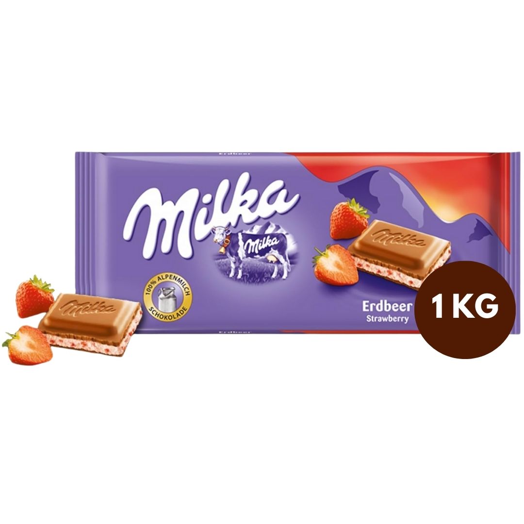 Barra de Chocolate Milka (Morango) 1kg – Edição Limitada