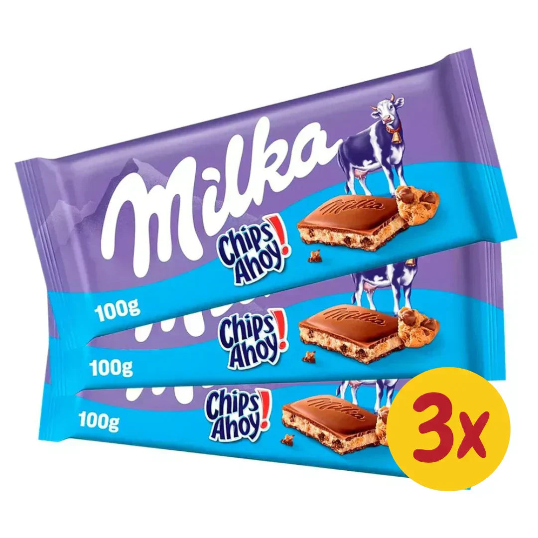 Kit Chocolate Milka Chips Ahoy com 3 unidades de 100g