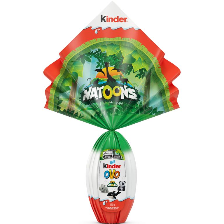 Ovo de Páscoa Kinder Natoons Infantil Chocolate ao Leite 150g Com Brinde