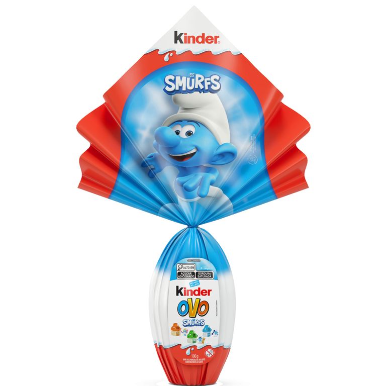 Ovo de Páscoa Kinder Smurfs Infantil Chocolate ao Leite 100g Surpresa Colecionável